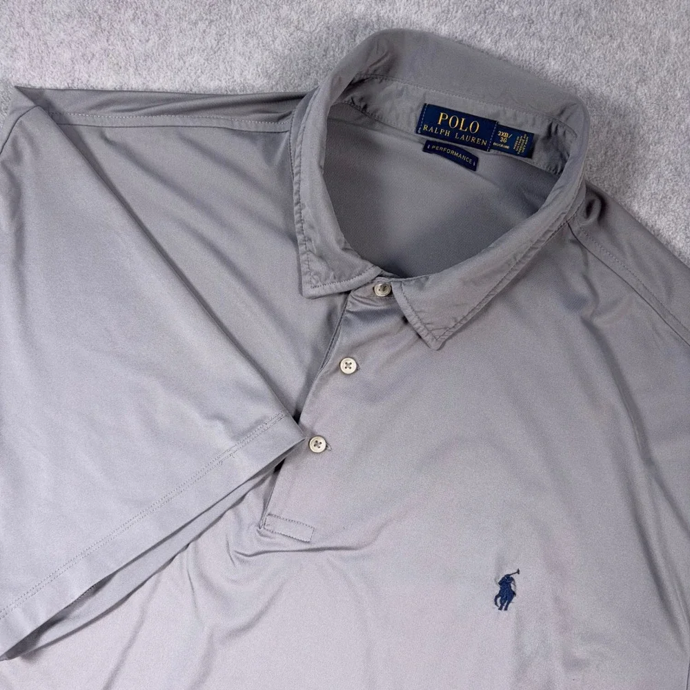 Polo Ralph Lauren Polo Shirt Mens 3XB Gray Solid Performance Embroidered Logo